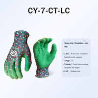 Gants de jardinage verts CY Super Grip antidérapants en mousse de latex 13G respirants à imprimé floral, certifiés CE/EN388, résistants à l'abrasion