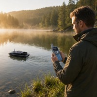Perahu Umpan Ikan Pintar OEM 24V Motor Brushless Ganda Navigasi GPS Kembali ke Rumah Otomatis Satu Tombol Kapasitas Muatan 5kg