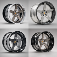 Jantes SRD Classic 5 branches à concavité profonde 5x114.3 5x112 5x120 forgées 17 18 19 pouces à lèvre profonde polie pour Mustang Porsche BMW