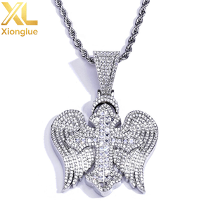 Hip Hop Custom 925 Sterling Silver Moissanite <b>Cross</b> Praying Hand Tennis <b>Chain</b> Men'S Retro Necklace - Product Image 2
