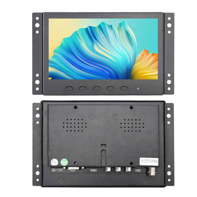 Small-size Embedded Industrial Touch Monitor, 7-inch Monitor with 1024*600 Resolution, Standard with Speakers and VGA/HDMI/AV