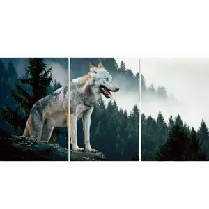 野生動物のポスターは、リビングルームの装飾フレームのための山のCuadrosWall Art Picture Wolfを印刷します高品質のキャンバス絵画