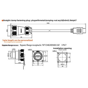 Câble de connecteur de données industriel étanche IP67 pour aviation WY24 (options de longueur de 0,5 m à 3 m) - Product Image 4