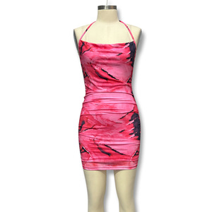 Abito da donna primaverile streetwear stampato <span class=keywords><strong>con</strong></span> <span class=keywords><strong>spalline</strong></span>, scollo a V, schiena incrociata, vestibilità aderente in poliestere - Product Image 5