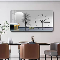 Jam Dinding Kalender Rusa Modern Kustom Grosir, Seni Dinding Ruang Makan, Dekorasi Rumah Nordik, Lukisan Kristal Porselen Mewah