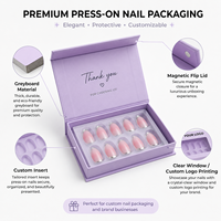Boîte cadeau auto-érectible personnalisée avec couvercle magnétique pour emballage cosmétique et nail art, boîte en carton ivoire doublée pour faux ongles – Nouveauté !