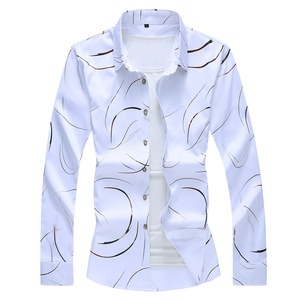 中国制造专业100% 纯棉男士修身长袖正式休闲条纹衬衫 - Product Image 1