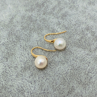 Nouveau luxe élégant Design 18K véritable or pur eau douce 8.0mm perle boucles d'oreilles pour les femmes mariage fiançailles Au750 or jaune