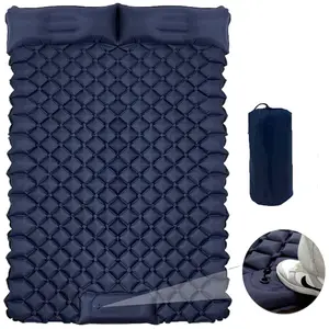 Tapete inflável com almofada dupla para dormir, colchão ultraleve com bomba embutida para acampamento, ideal para sobrevivência em terremotos