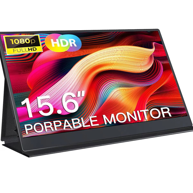 Portable Monitor 15.6" 1080P FHD Travel Monitor with Speaker HDMI USB-C Second Screen for Laptop MacBook Surface PC Xbox PS4/5