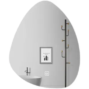 Miroir de salle de bain vertical irrégulier Smart 3 couleurs réglable LED multifonction avec haut-parleur Bluetooth - Product Image 6