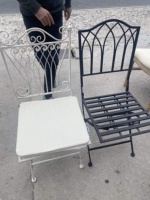 Chaise pliante en métal blanc décorative pour jardin extérieur HE-1307, chaise de bistrot pliante en métal pour jardin extérieur, chaises en fer forgé
