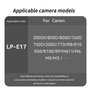 Batteries numériques LP-E17 <span class=keywords><strong>LPE17</strong></span>, <span class=keywords><strong>batterie</strong></span> lithium-ion pour appareils photo Ca-non EOS R50 R100M3 M5 M6 760D 750D 800D 77D 200D RP 77D - Product Image 6