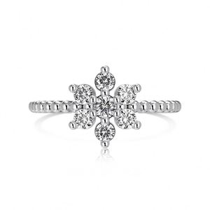 Dylam Classic Fashion Fine Jewelry Women 925 Sterling Silver Rhodium Plated 5A <b>Cubic</b> <b>Zirconia</b> Snowflake Daily Jewelry <b>Rings</b> - Product Image 1