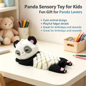 Figura de Panda Impresa en 3D, Miniatura de Animal Articulada y Flexible, Antiestrés, Linda Figura de Animal para Decoración de Escritorio - Product Image 1