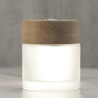 Bouteille diffuseur d'huiles essentielles en verre rond de 120 ml avec couvercle en bois, vide, sérigraphiée pour l'aromathérapie
