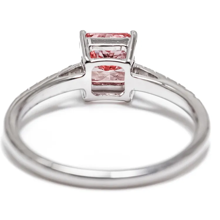 Harga grosir CVD Lab 0.78 karat berlian tumbuh cincin emas mawar Set cincin berlian untuk Cluster pertunangan pernikahan