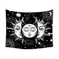 Tapisserie murale en polyester avec visages célestes noirs et blancs, décoration murale, impression HD, résistante à la décoloration, Art OEM ODM