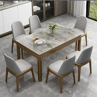 Table à manger rectangulaire en bois massif et chaises assorties Bjflamingo, table à manger rectangulaire marron luxueuse