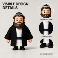 Figurines d'action personnalisées inspirées de la culture juive, en plastique, avec barbe, vêtements noirs et robe blanche, jouets, poupées en vinyle à thème culturel