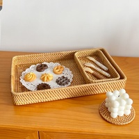 Corbeille à fruits rectangulaire en rotin faite à la main, style nordique, pour usage domestique, panier de rangement, origine Guangxi, idéale pour le salon