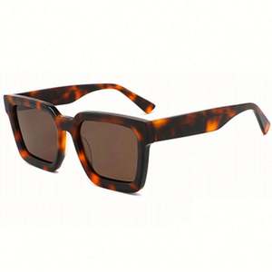 Gafas de Sol Polarizadas con Marco Grueso Negro Leopardo, Logotipo Personalizado al por Mayor, Protección UV400, Marco Grande Cuadrado de Acetato para Hombre y Mujer - Product Image 3