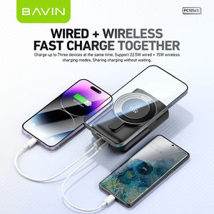 BAVIN vente en gros facile à transporter PC1056S 10000mah 15w banque d'alimentation de charge rapide sans fil magnétique - Product Image 6