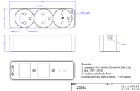 Prise électrique industrielle ZNPON 16A standard danois IP44 à 3 voies avec voyant lumineux, prise murale AC 250V S134K