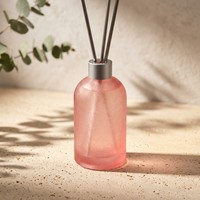 Bouteille diffuseur de parfum cylindrique en verre dépoli de 200 ml avec bouchon à vis, finition craquelée rose de luxe pour la maison, vente en gros