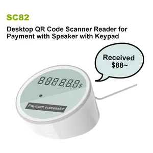 Lecteur de code QR sans fil RINLINK SC82 avec clavier et haut-parleur pour paiement par code QR