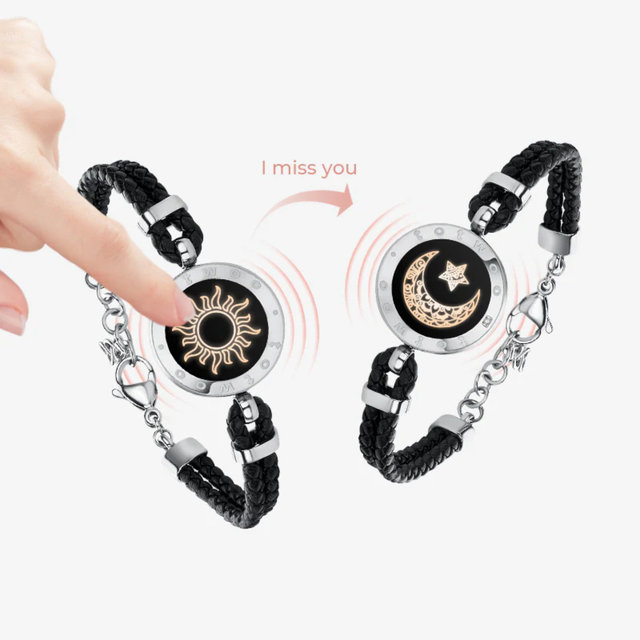 Totwoo Luxury Couple Leather Smart Bracelet Long Distance Touch Love Wholesale Personalized Jewelry Gift Sets for Men and Women