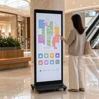 Affichage numérique interactif sur pied avec écran tactile LCD pour la publicité intérieure sur roues