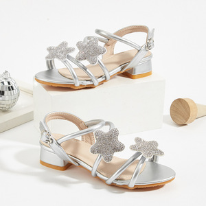 Sandali con Tacco Alto per Bambine, Nuova Collezione Primavera 2026, Tacco Grosso con Diamanti e Stelle, Moda Casual - Product Image 2