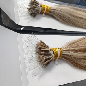 Extensiones de cabello nano de plástico, cabello humano virgen Remy, color piano ombre, doble capa, con anillas nano invisibles. - Product Image 2
