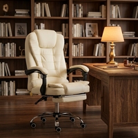 Chaise de bureau exécutive ergonomique moderne en cuir PU à dossier haut réglable, pivotante, avec accoudoirs articulés, roulettes silencieuses et base en fer