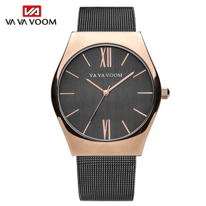 Mens Minimalist Quartz Watch Roman Numeral Dial Mesh Strap Stainless Steel Fashion Dress Wristwatch Waterproof - Product Image 4