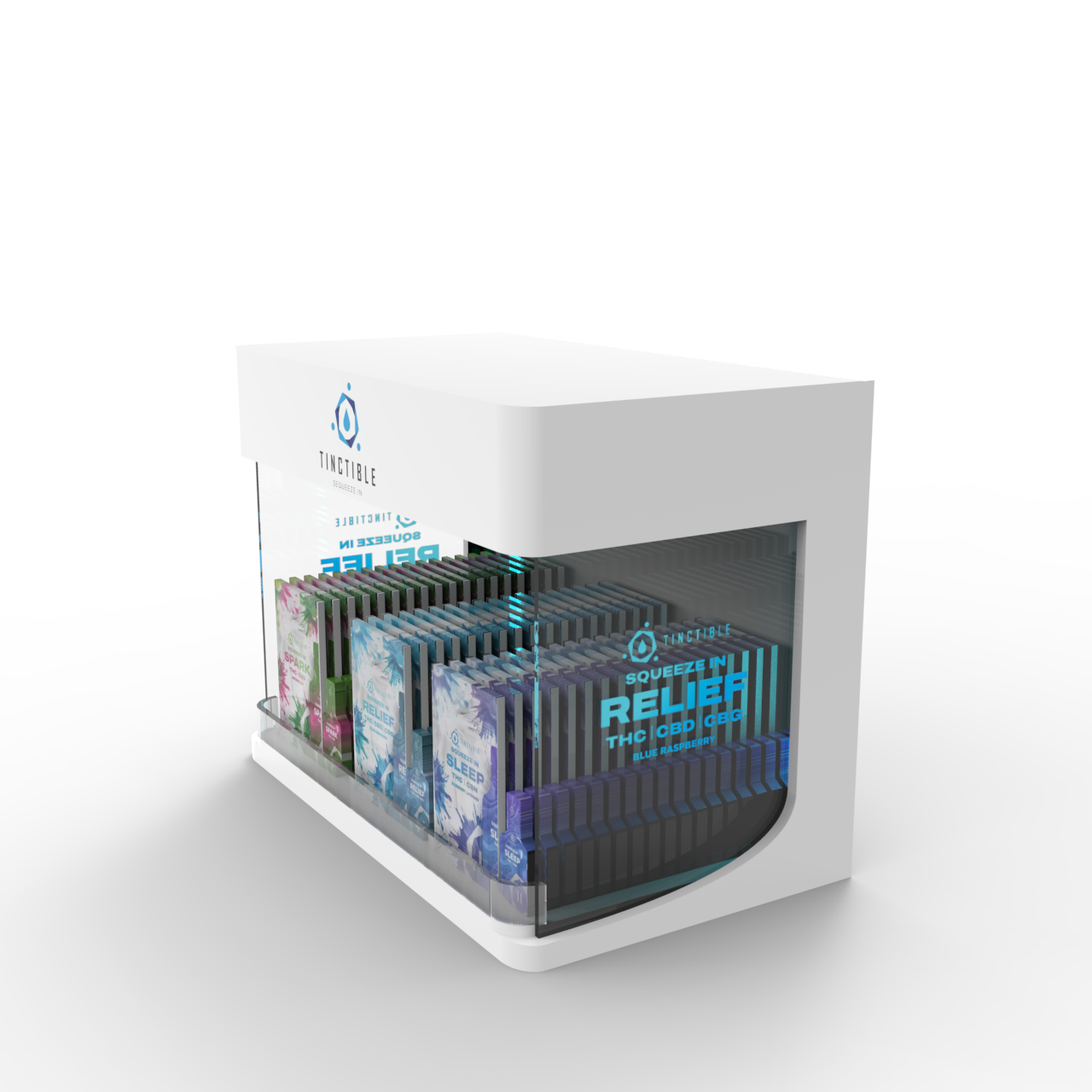 Clear Acrylic Advertising Food Display Stand One Tier Snack Storage Box Counter Top Square Case LED Light Customized Color — view 6