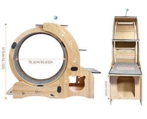 Großhandel modernes Holzkätzchen Trainingsspielzeug Innenraum Holz-Haustiermöbel 4-in-1 Katzenrad mit Schallfreiem Rad - Product Image 2