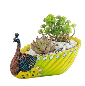 <span class=keywords><strong>Macetas</strong></span> de Cerámica Blanca Pintadas a Mano con Diseño de Pavo Real para Jardín y Hogar con Logotipo Personalizado - Product Image 1