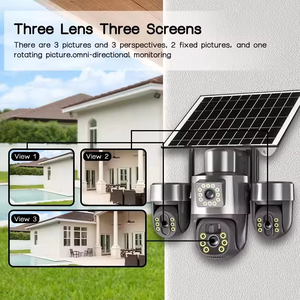 Caméras solaires <span class=keywords><strong>sans</strong></span> <span class=keywords><strong>fil</strong></span> à trois objectifs 15MP 4G avec carte SIM V380 PRO WIFI, caméras <span class=keywords><strong>de</strong></span> <span class=keywords><strong>surveillance</strong></span> CCTV extérieures PTZ, caméra <span class=keywords><strong>de</strong></span> sécurité réseau extérieure - Product Image 2