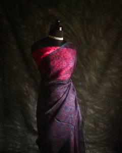 Meilleure qualité main bloc imprimé organza soie Saree indien pakistanais fête porter pour les mariages d'autres occasions fabriqué Inde - Product Image 2