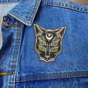 Patch brodé DIY écologique style gothique motif chat noir de dessin animé, tête de léopard et crâne de chat pour vêtements et chapeaux - Product Image 4