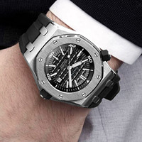 Montre mécanique entièrement automatique pour homme avec aiguilles lumineuses, boîtier en acier inoxydable, bracelet en cuir de 22 mm, verre résistant à l'eau 3BAR, 42 mm