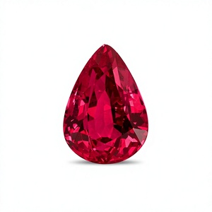 Pierre précieuse rubis rouge de qualité supérieure, de taille poire, créée en laboratoire, avec jeu de couleurs/effet de feu, tailles personnalisées pour la création de bijoux fins - Product Image 1
