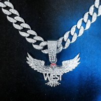 Collier pendentif boule Aigle entièrement serti de diamants, chaîne à maillons en alliage de zinc, style hip-hop, tendance, luxe léger, personnalisé, pour soirée
