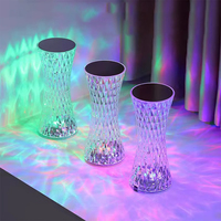 Batterie au lithium portable chargeant la lampe de bureau en cristal USB trois couleurs petite lampe de bureau