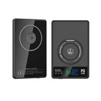 Banque d'alimentation magnétique ultra-mince en alliage d'aluminium avec écran TFT, 5000 mAh, sans fil, 15 W, avec support d'anneau