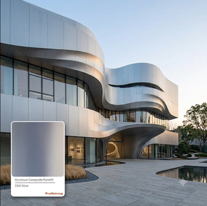 Panel Compuesto de Aluminio (ACP) de 4mm y 6mm, Color Plata, Lámina para Revestimiento de Fachadas Exteriores de Edificios - Product Image 1
