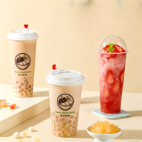 Gobelets en plastique transparent givré en gros, gobelets rigides en PP pour café, lait, boba, bubble tea avec couvercles, gobelets en plastique givré personnalisés pour café