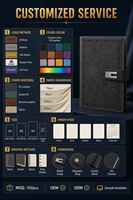 Carnet Organiseur/Agenda en Cuir PU Rigide avec Bordure Baroque Gaufrée et Logo Personnalisé, 100 Feuilles, Fermeture Double Boucle, Vente en Gros OEM